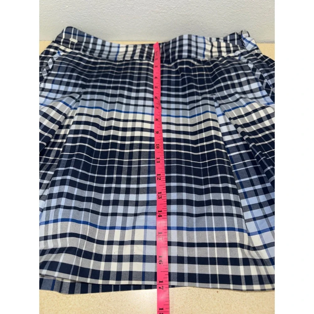 Lizgolf Liz Claiborne Blue White Plaid Pleated Golf Skort Size 8 Activewear